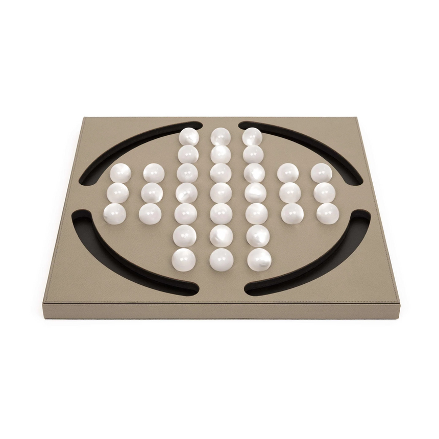 Pearl Pawns Leather Board Game | Pinetti Peg Solitaire | Italianfurniture.com
