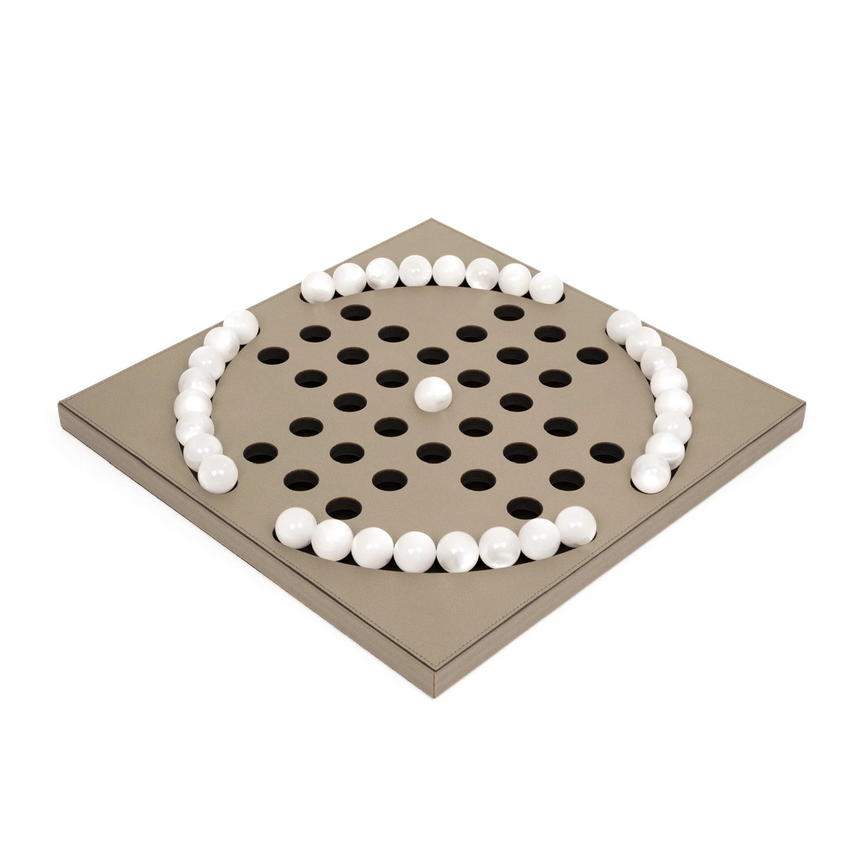 Pearl Pawns Leather Board Game | Pinetti Peg Solitaire | Italianfurniture.com