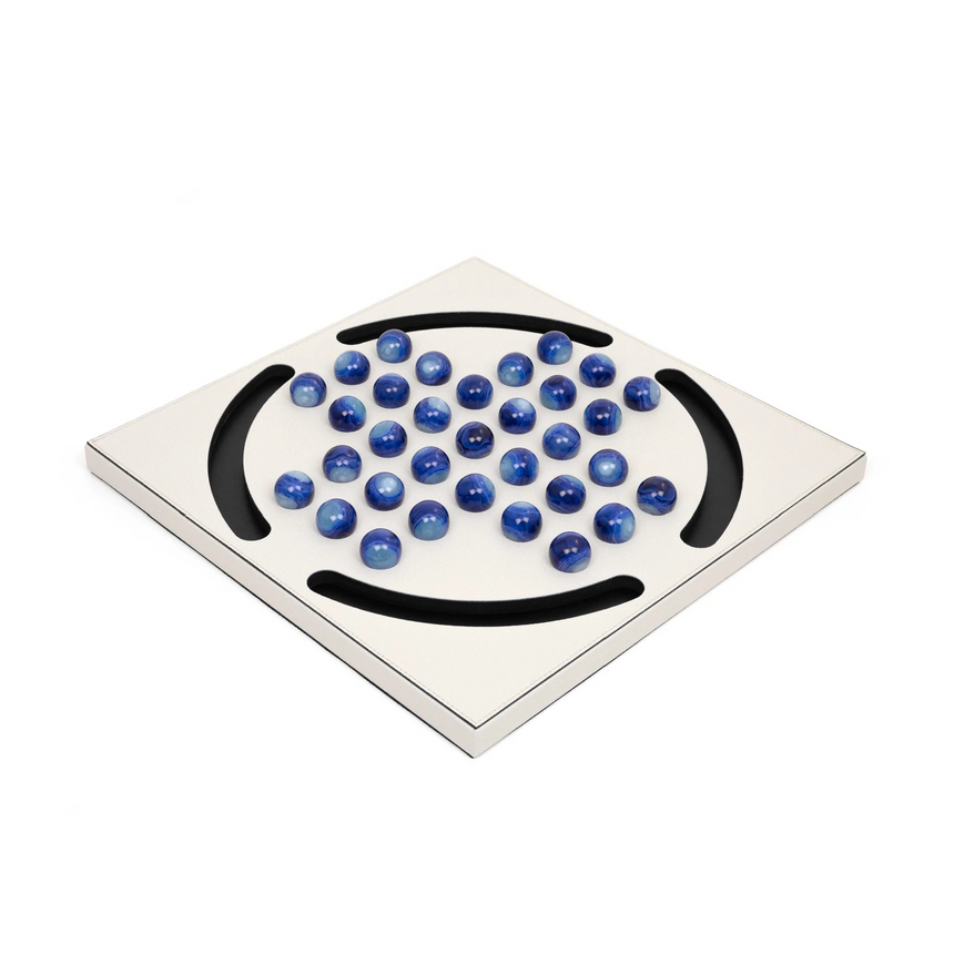 Blue Pawns Leather Game Board | Pinetti Peg Solitaire | Italianfurniture.com