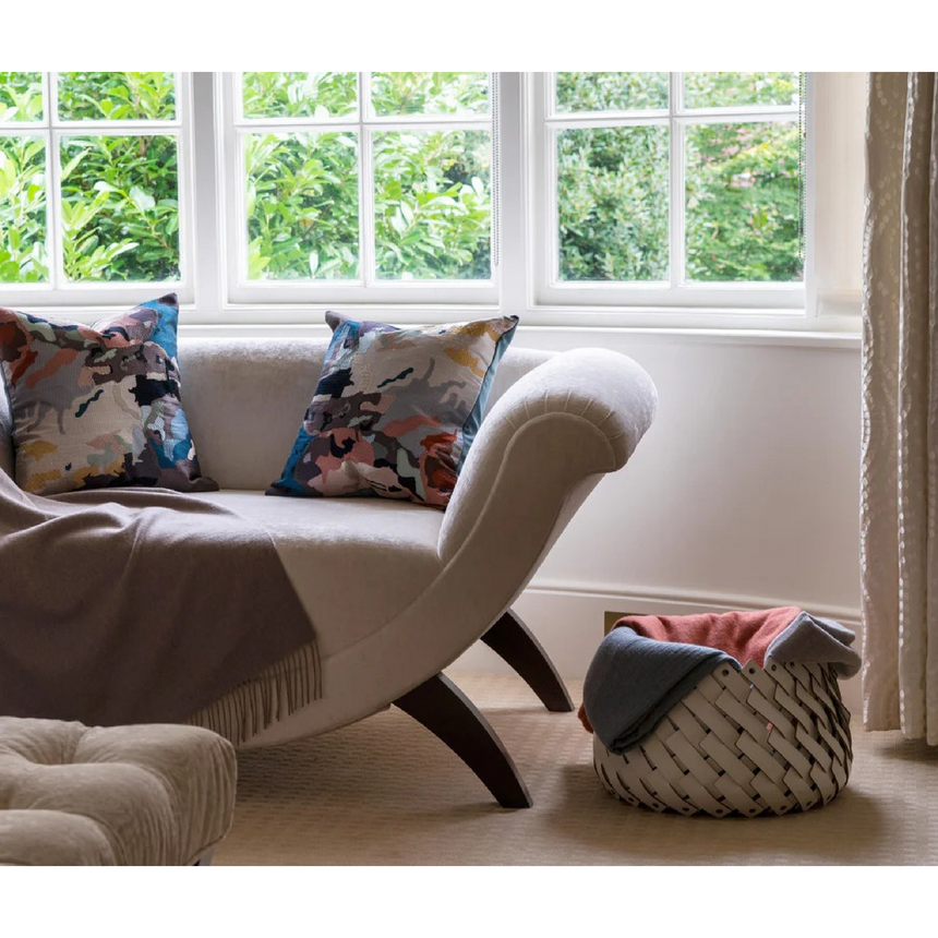 Leather Strips Round Basket S | Pinetti Almeria | Italianfurniture.com