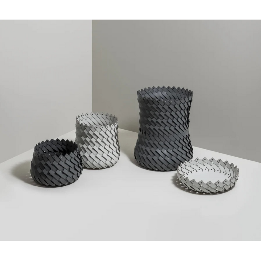 Leather Strips Short Basket | Pinetti Almeria | Italianfurniture.com