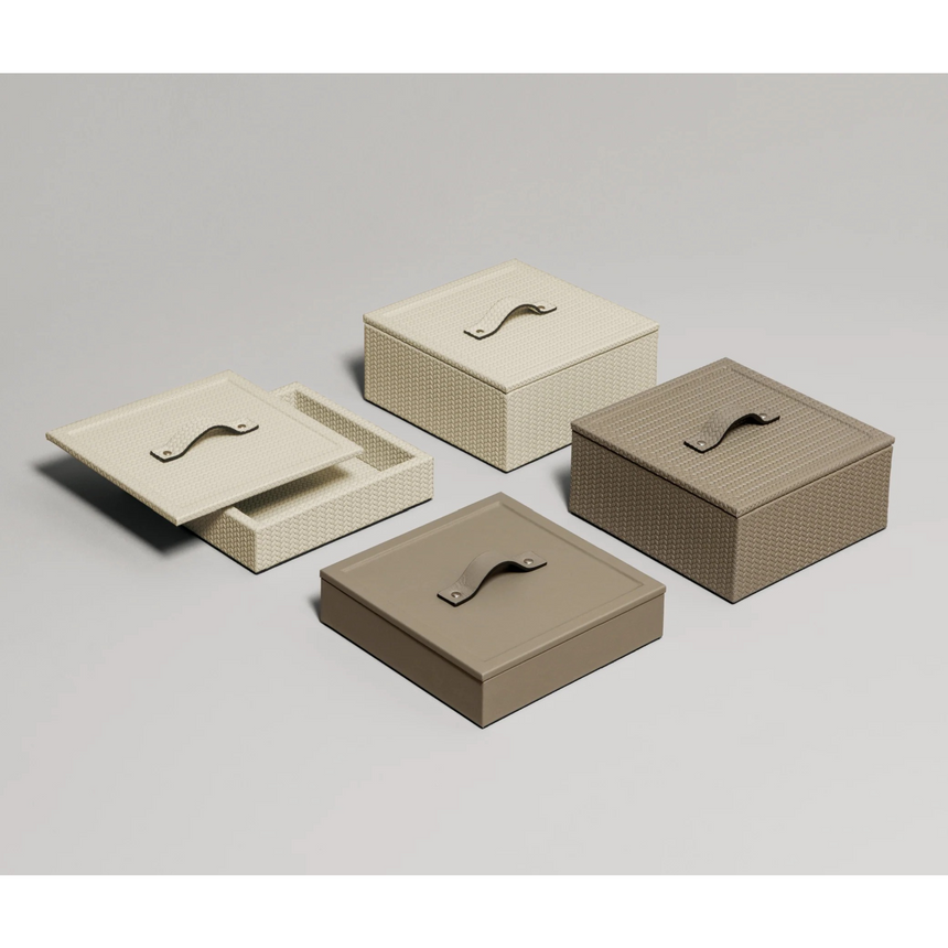 Premium Leather Lidded Square Box | Pinetti Mati | Italianfurniture.com
