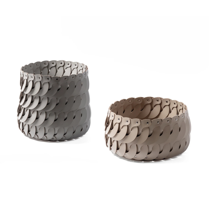 S-Shaped Woven Leather Basket S | Pinetti Alicante | Italianfurniture.com