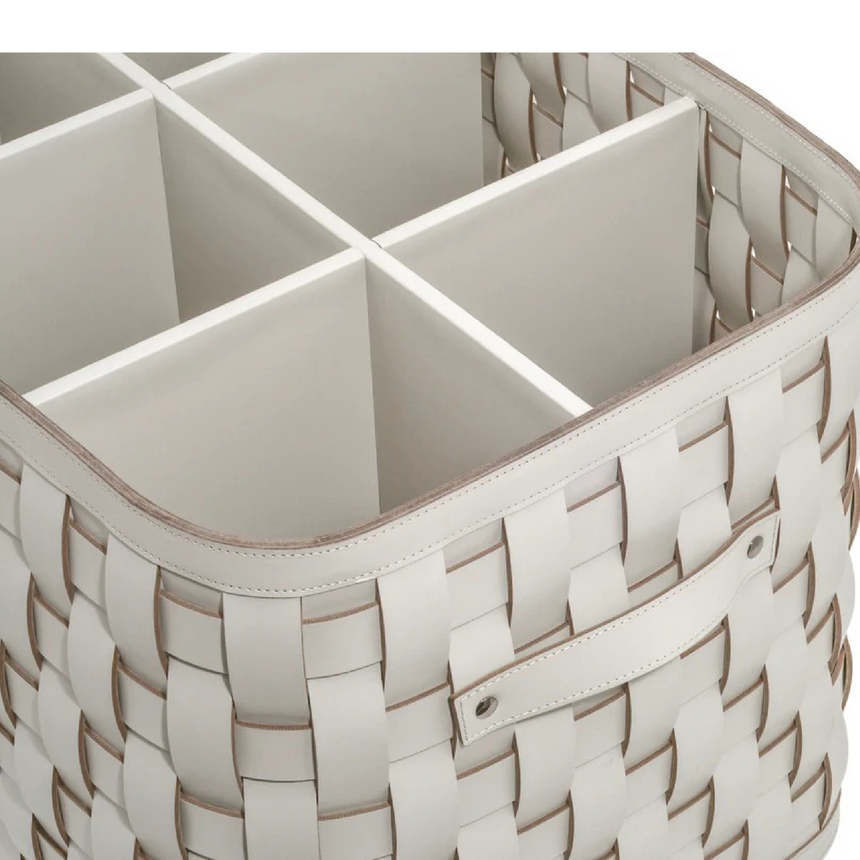 Woven Leather Shoes Basket | Pinetti Demetra | Italianfurniture.com