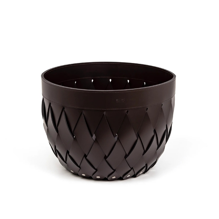 Handwoven Leather Outdoor Basket S | Pinetti Canaria | Italianfurniture.com