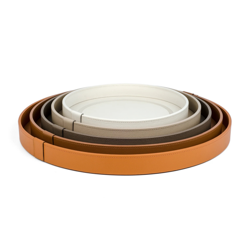 Calfskin Leather Round Tray | Pinetti Venere | Italianfurniture.com