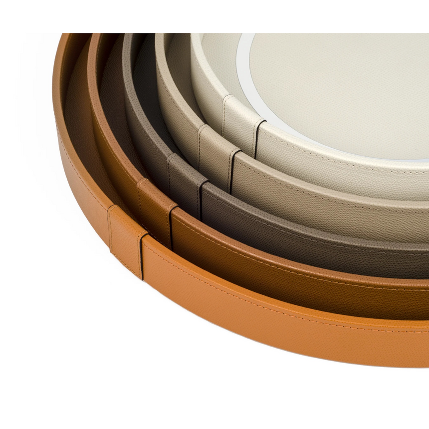 Calfskin Leather Round Tray | Pinetti Venere | Italianfurniture.com