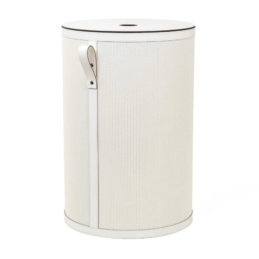 Round Lidded Leather Basket | Pinetti Roda | Italianfurniture.com