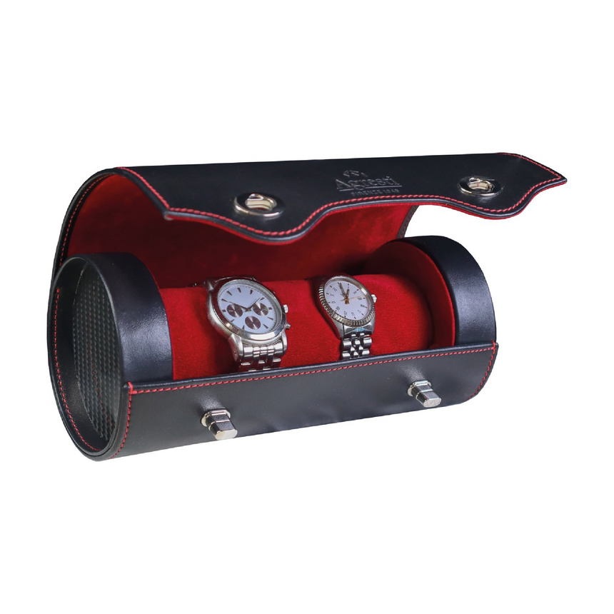 4-Watch Luxury Leather Travel Roll | Agresti Rollo Carbonio | Italianfurniture.com