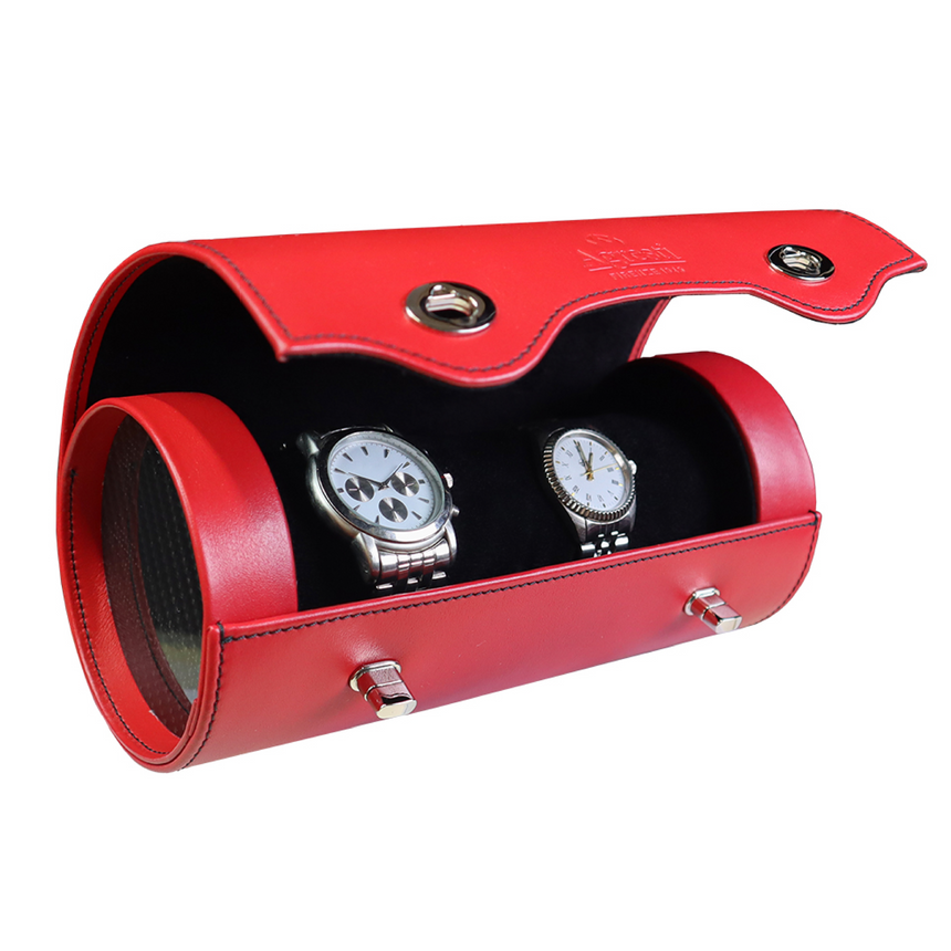 4-Watch Luxury Leather Travel Roll | Agresti Rollo Carbonio | Italianfurniture.com