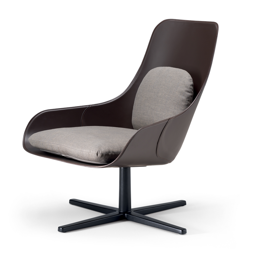 Leather Covered Swivel Armchair | Alias Violon | Italianfurniture.com
