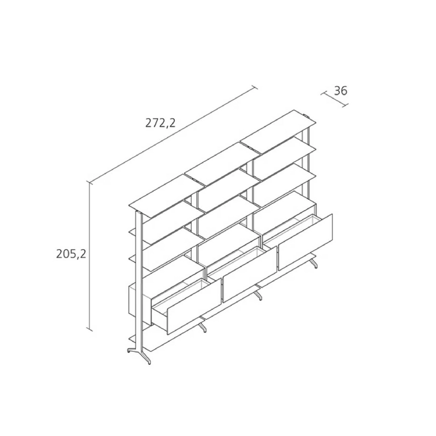 Aluminium 3-Drawer Adjustable Bookshelf | Alias Aline | ItalianFurniture.com