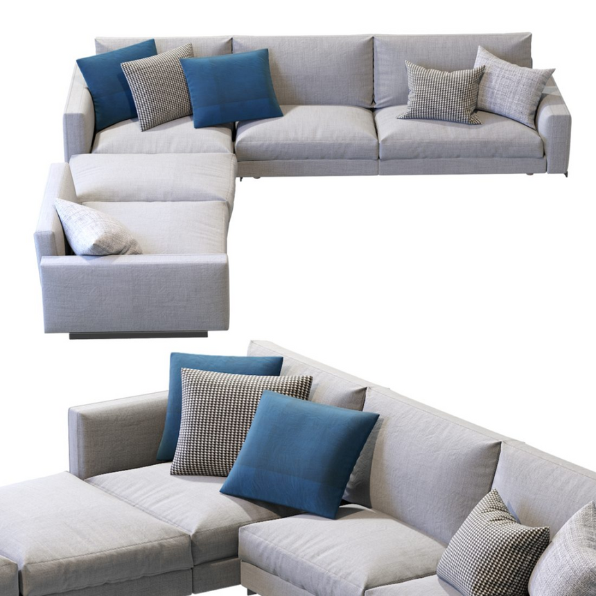 Modular Angled Sofa with Ottoman | Arflex Rendez-Vous (Composition R08)