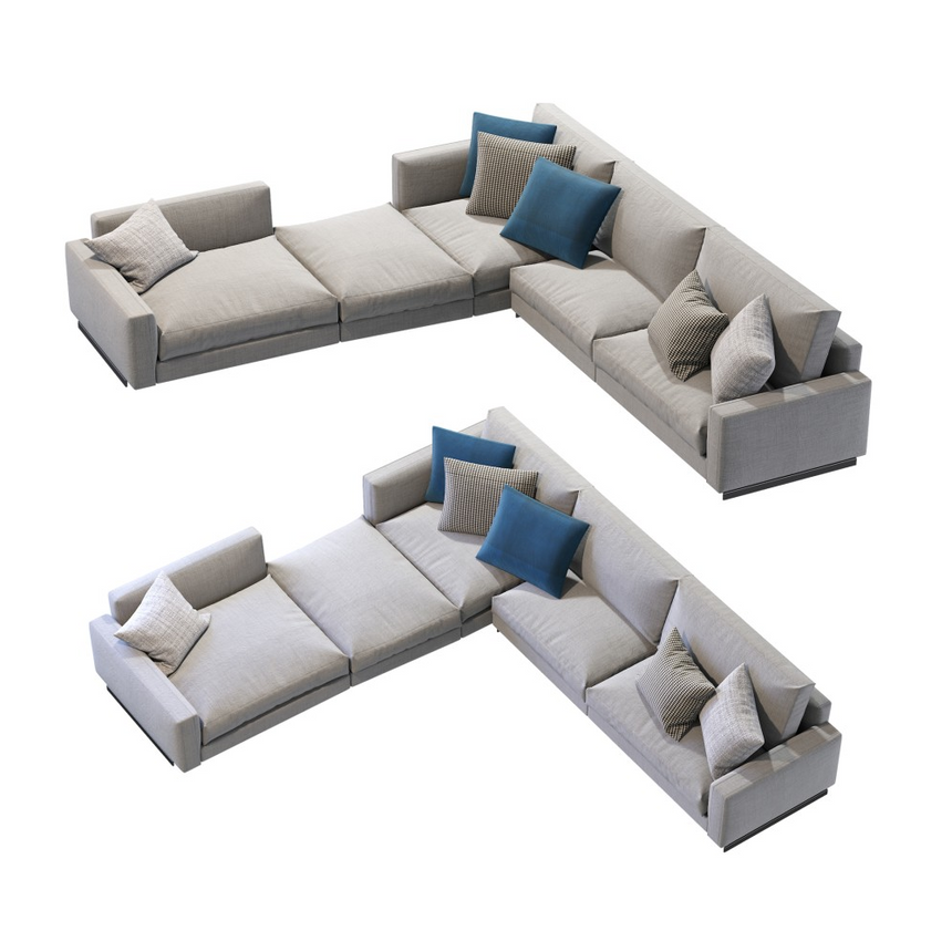 Modular Angled Sofa with Ottoman | Arflex Rendez-Vous (Composition R08)