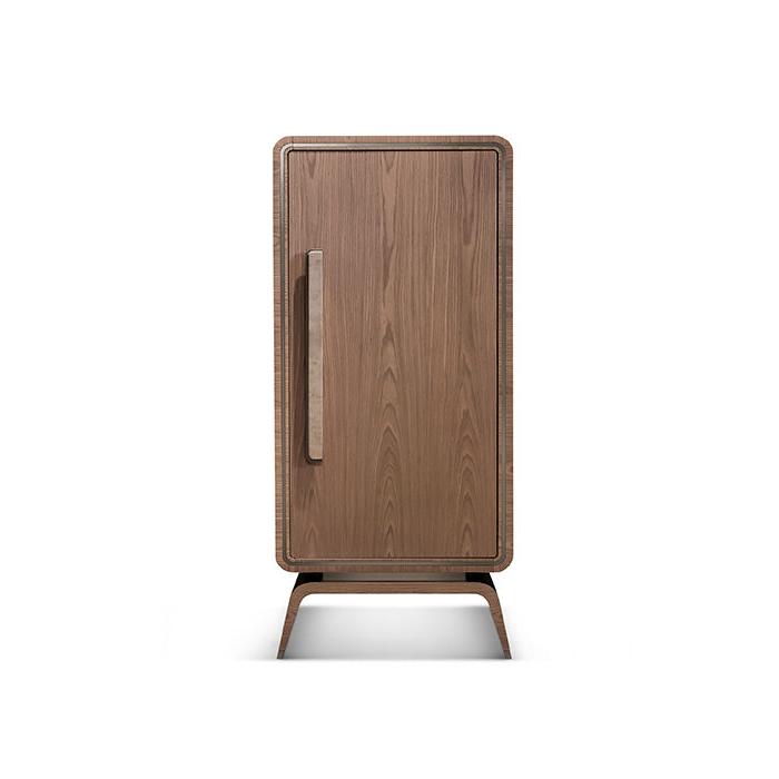 Compact Single-Door Cabinet with Textured Front and Curved Legs | Redeco Hanami