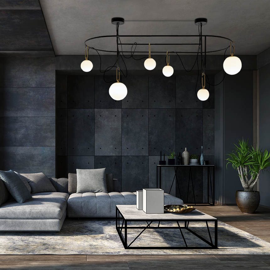 Blown Glass Globe Chandelier | Artemide nh | Italianfurniture.com