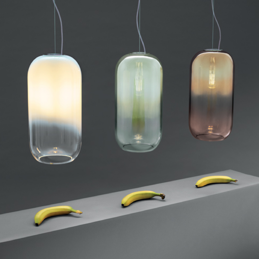 Pill-Shaped Glass Pendant Lamp | Artemide Gople | Italianfurniture.com