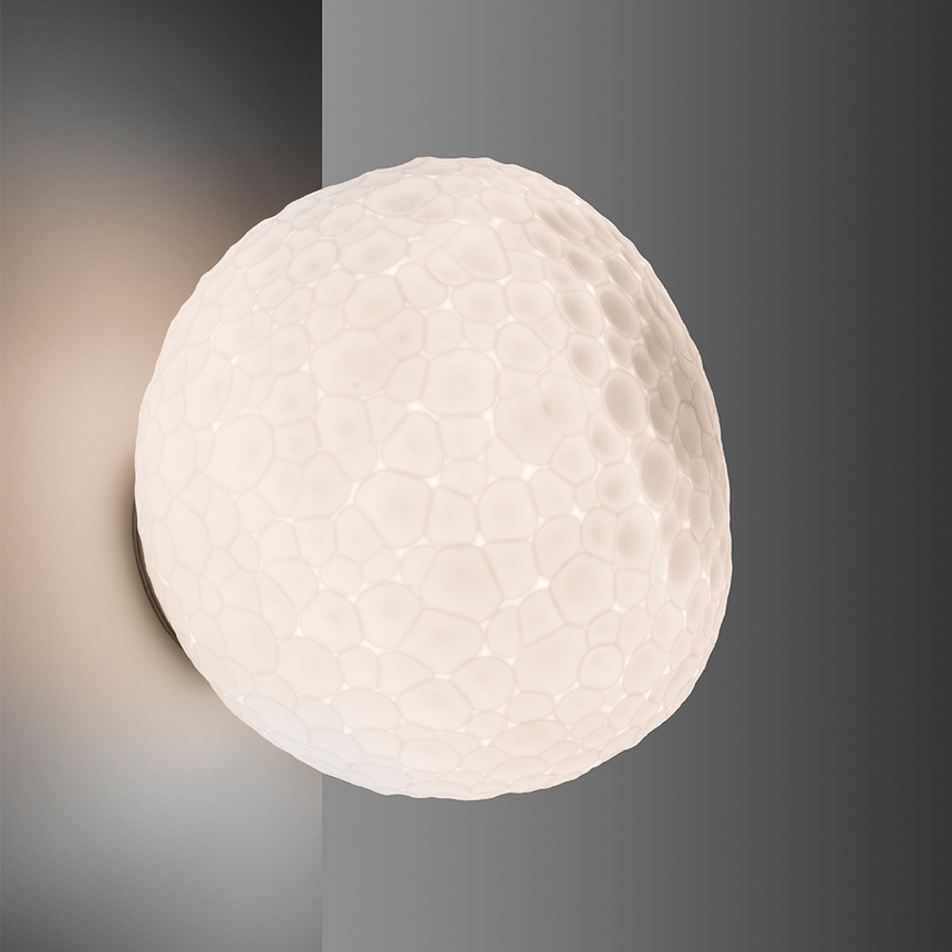 Textured Glass Sphere Ceiling Lamp | Artemide Meteorite | ItalianFurniture.com