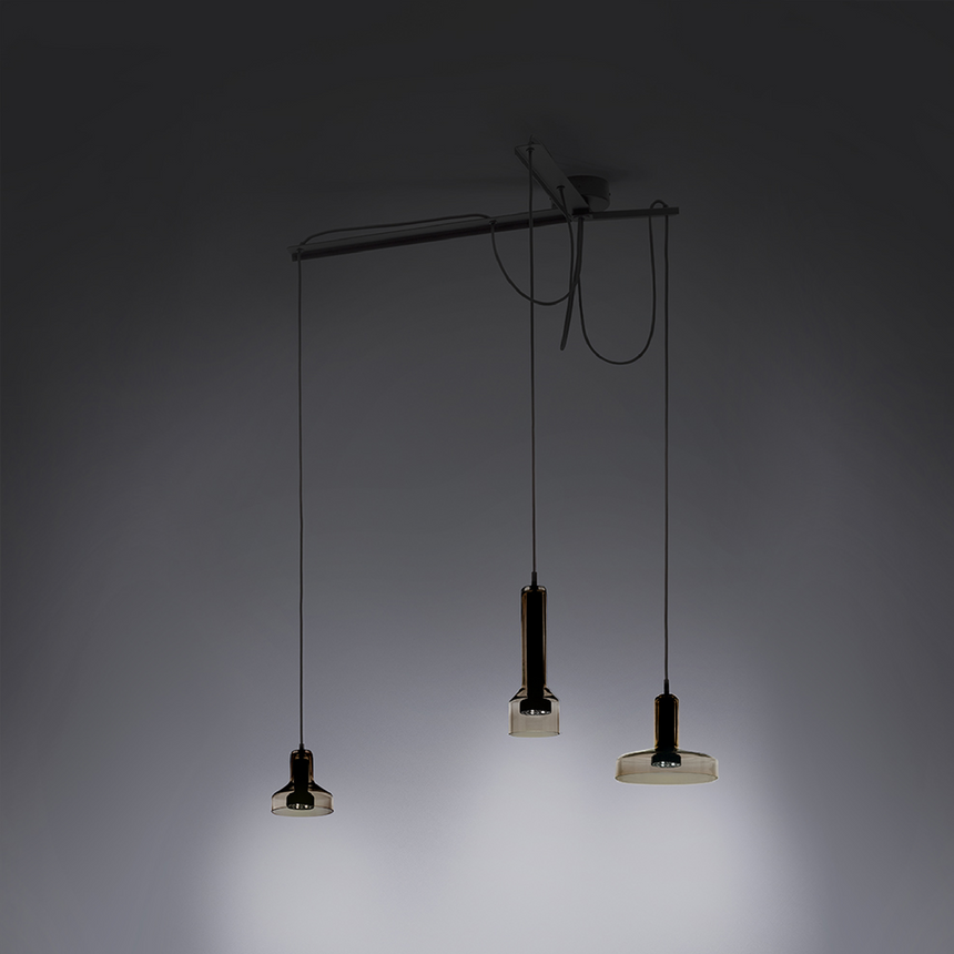 Colored Glass Triple Pendant Lamp | Artemide Stab | Italianfurniture.com
