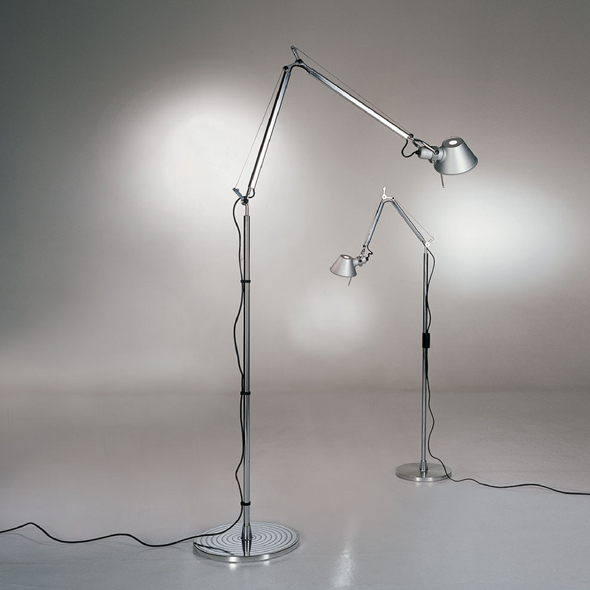 Chromed Steel Dimmable Floor Lamp | Artemide Tolomeo | Italianfurniture.com