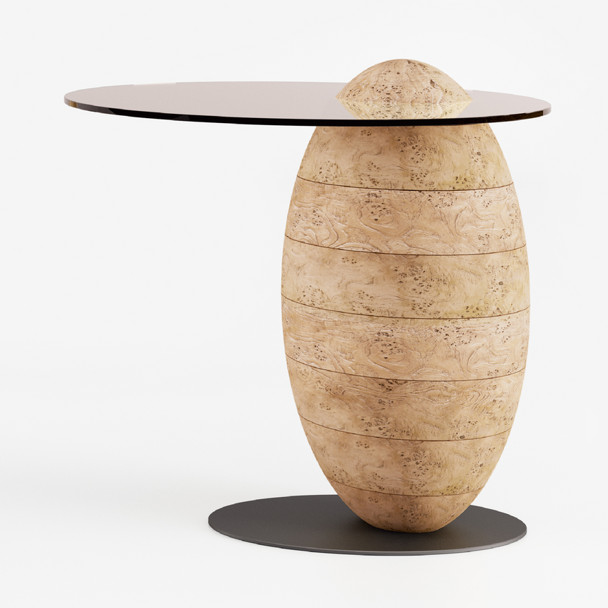 Solid Burl Wood Side Table | Bizzotto Italia Pluff