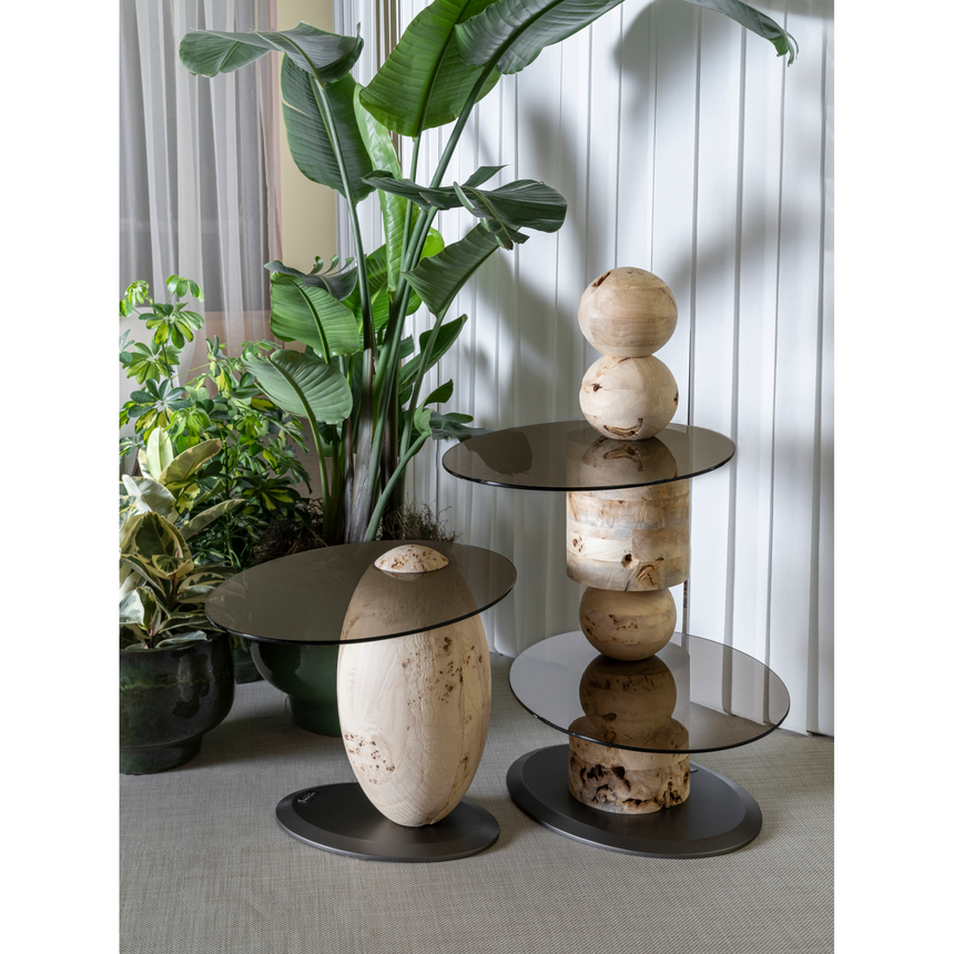 Solid Burl Wood Side Table | Bizzotto Italia Pluff