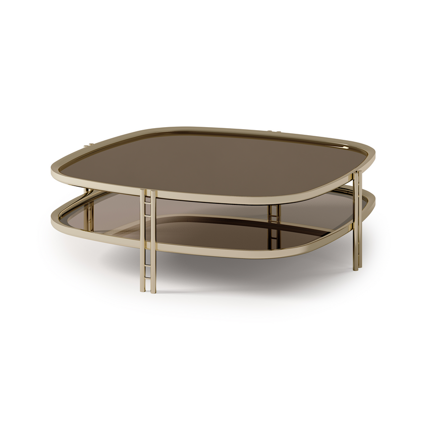 Glass Coffee Table with Undershelf | Bizzotto Italia Ikat
