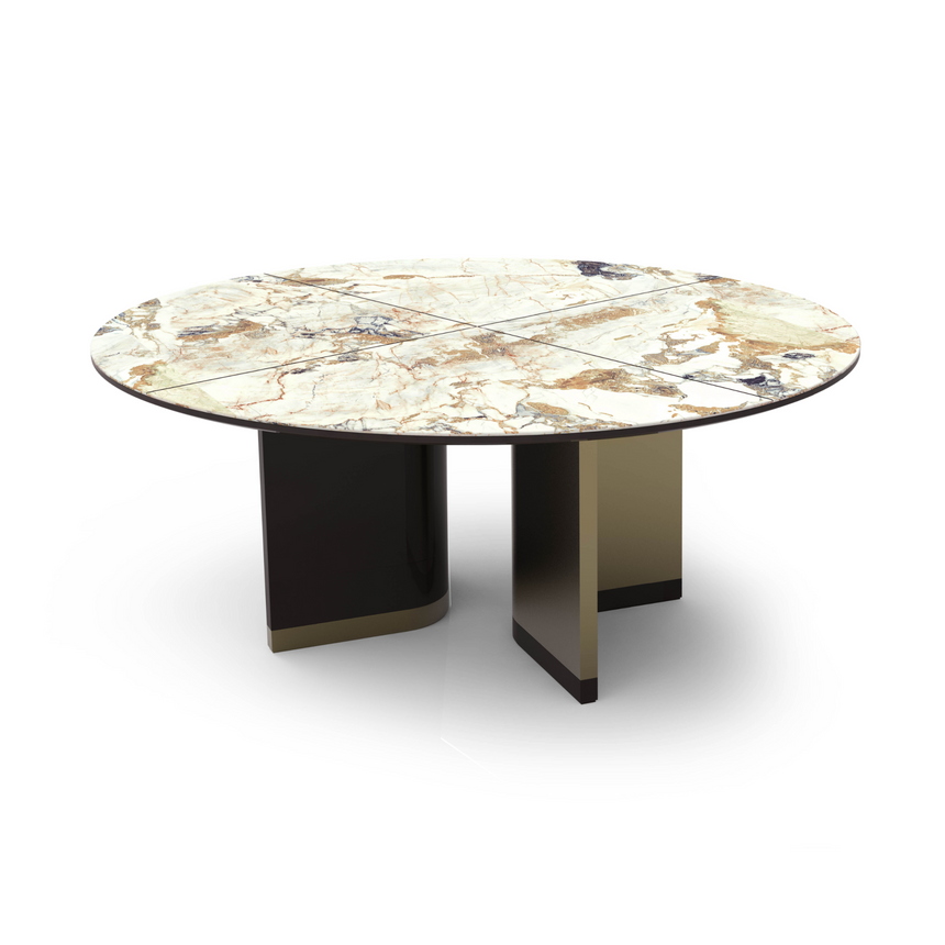 Bronze Base Round Dining Table | Bizzotto Italia Ikat | Italianfurniture.com