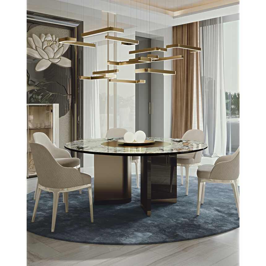 Bronze Base Round Dining Table | Bizzotto Italia Ikat | Italianfurniture.com