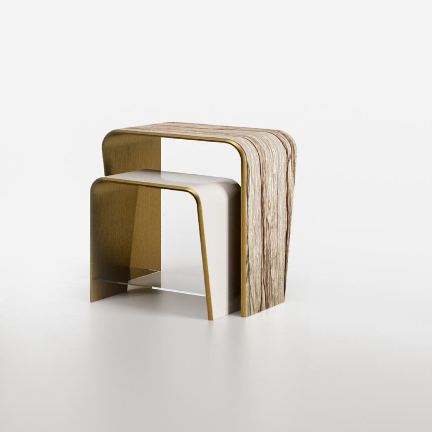 Diagonal Patterned Nesting Coffee Tables S (2) | Bizzotto Italia Akashi | Italianfurniture.com