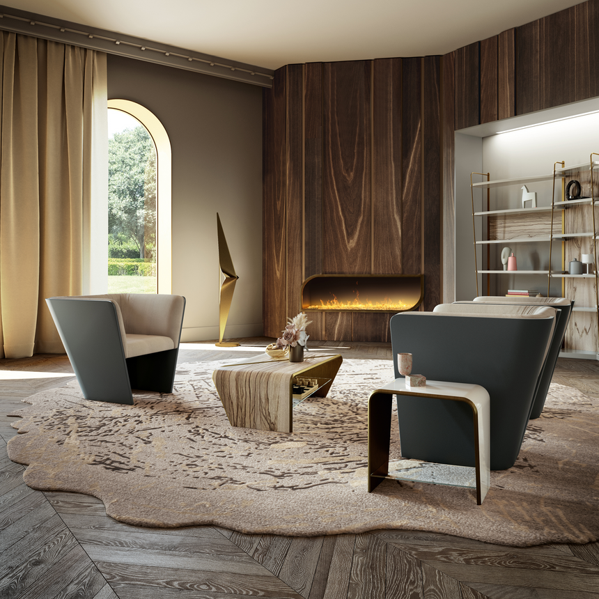 Diagonal Patterned Nesting Coffee Tables L (2) | Bizzotto Italia Akashi | Italianfurniture.com