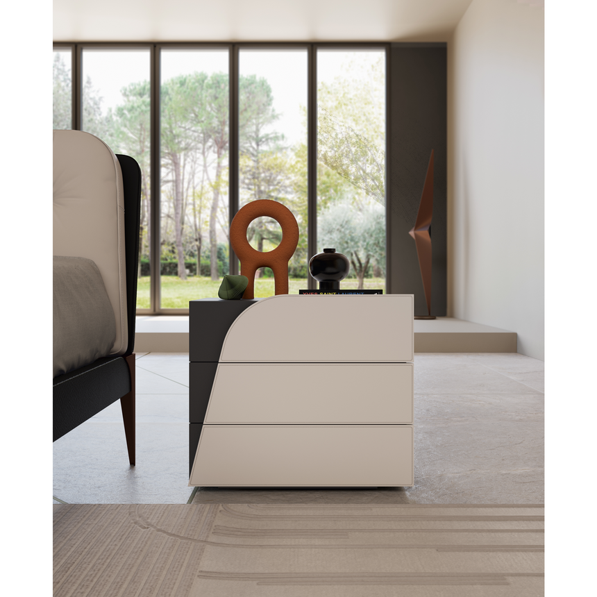 3-Drawer Leather Nightstand | Bizzotto Italia Jete