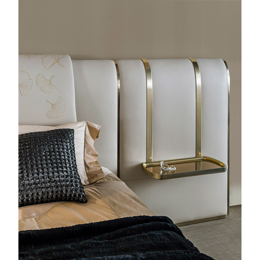 Metallic Insert Leather King Bed | Bizzotto Italia Ginko | Italianfurniture.com