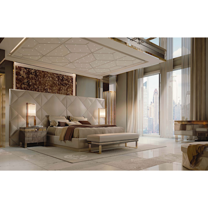 Metallic Leg Padded Bench | Bizzotto Italia Infinity | Italianfurniture.com