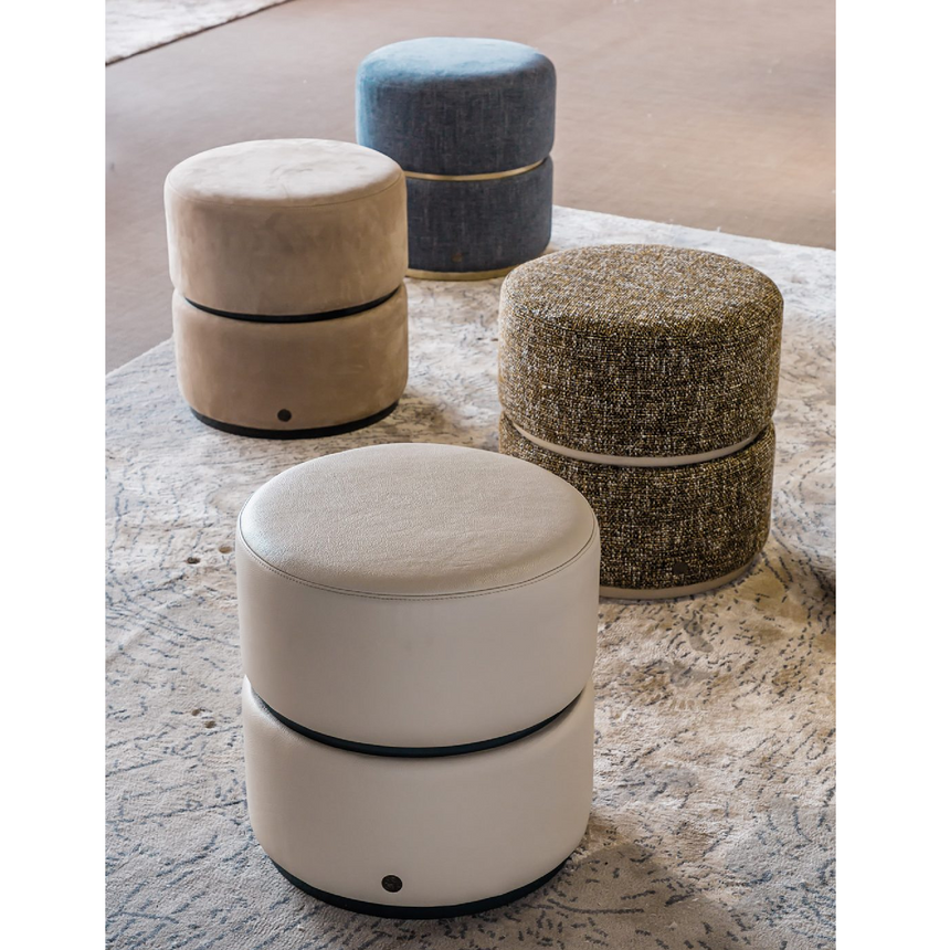 Metallic Band Cylindrical Pouf | Bizzotto Italia Ikat | Italianfurniture.com