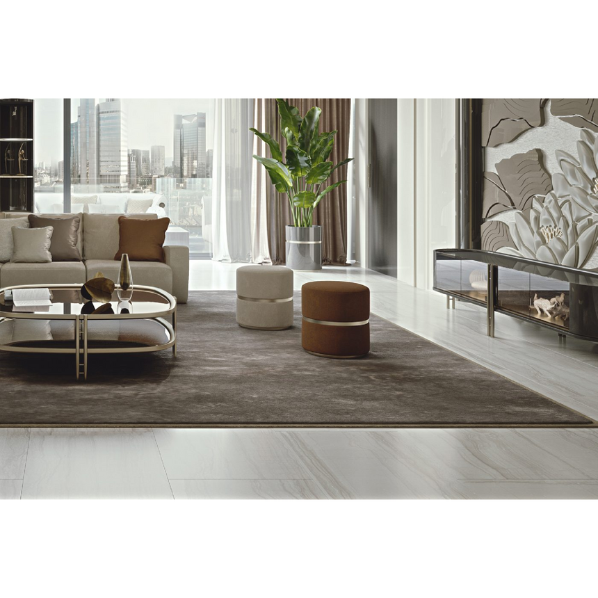 Metallic Band Cylindrical Pouf | Bizzotto Italia Ikat | Italianfurniture.com