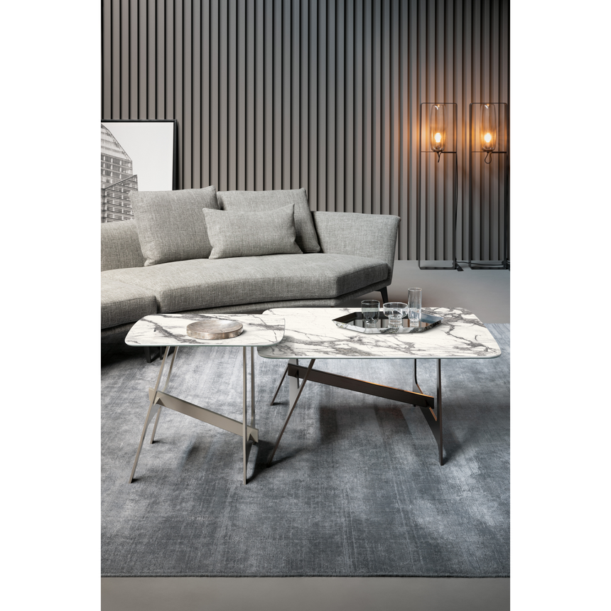 H-Shaped Legs Glass Side Table | Bonaldo Slot | Italianfurniture.com