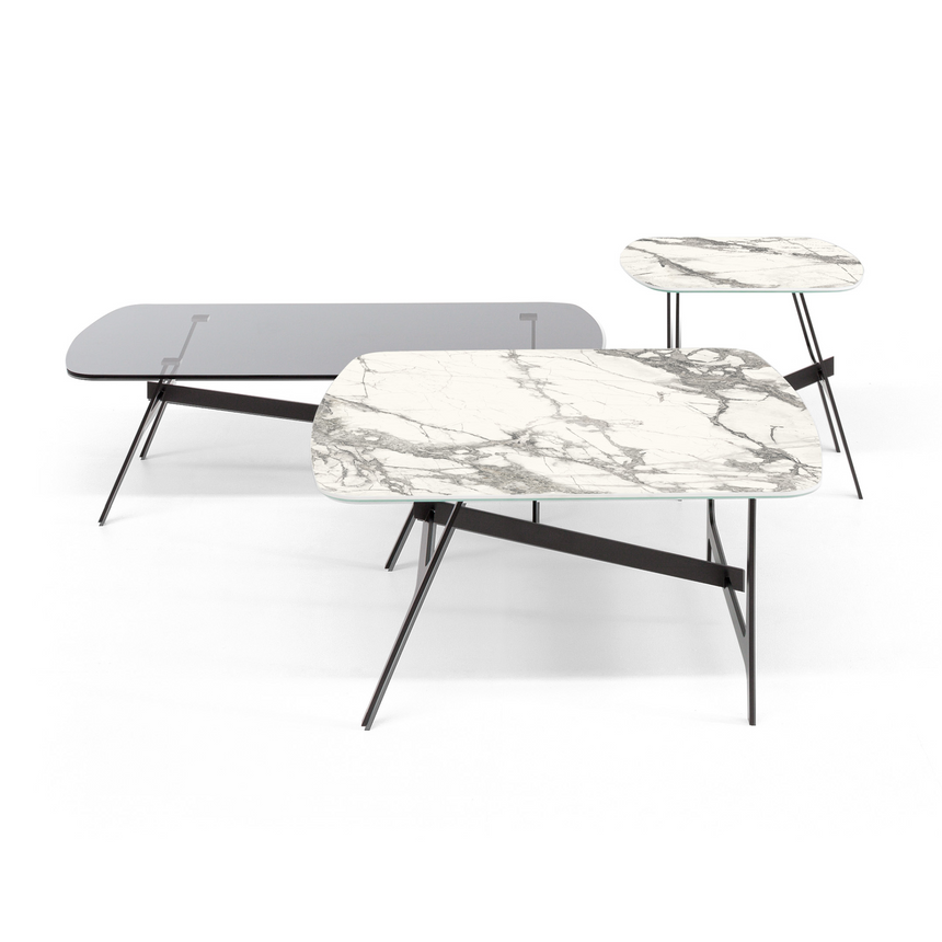 H-Shaped Legs Glass Side Table | Bonaldo Slot | Italianfurniture.com