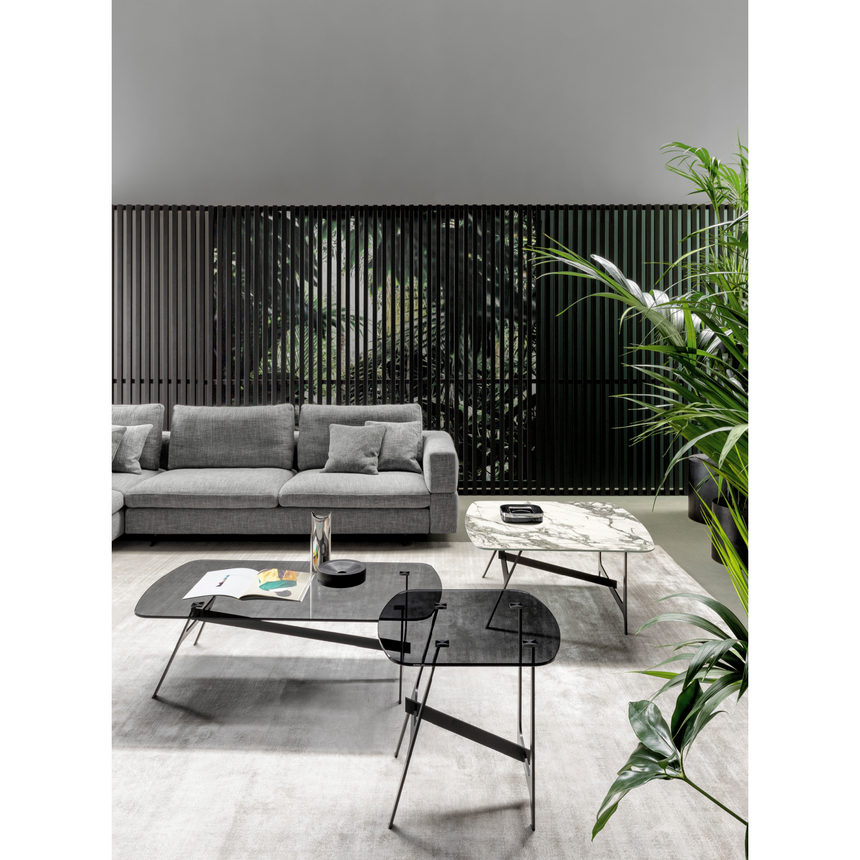 H-Shaped Legs Glass Coffee Table | Bonaldo Slot | Italianfurniture.com