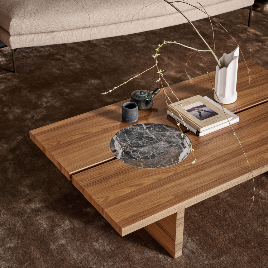 Ceramic Insert Wooden Coffee Table | Bonaldo Moon | Italianfurniture.com
