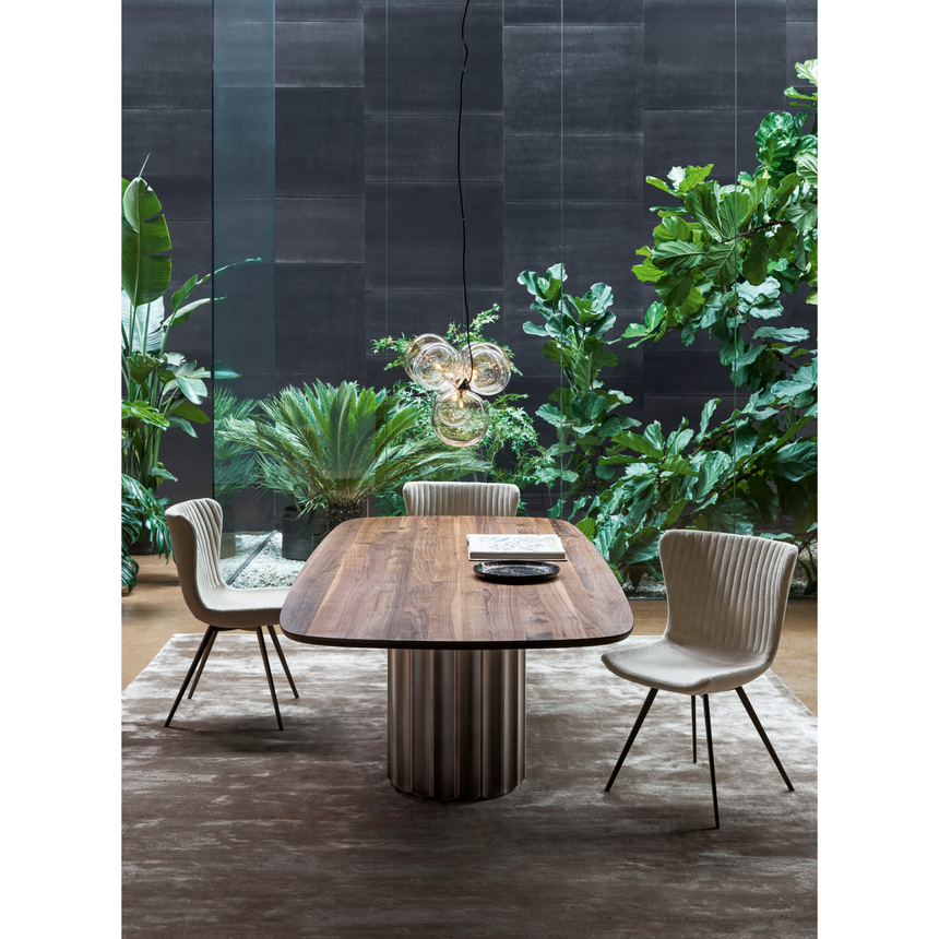 Fluted Pedestal Wood Console Table | Bonaldo Dorian | Italianfurniture.com