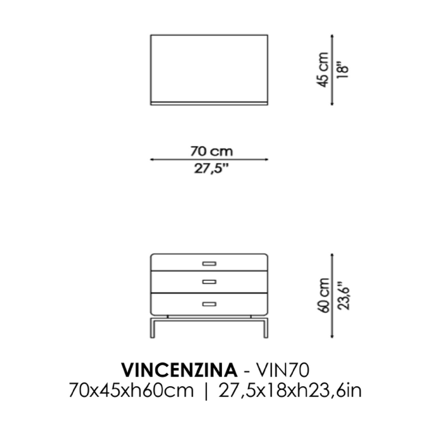 3-Drawer Leather Bedside Table I Casa Casati Vincenza | Italianfurniture.com