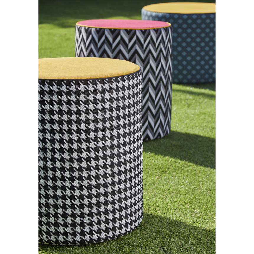 Cylindrical Outdoor Fabric Pouf | Contardi Calybabu | Italianfurniture.com