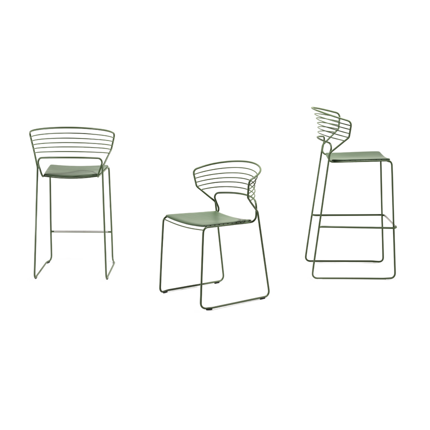 Wire Curved Back Accent Chair | Desalto Koki | Italianfurniture.com