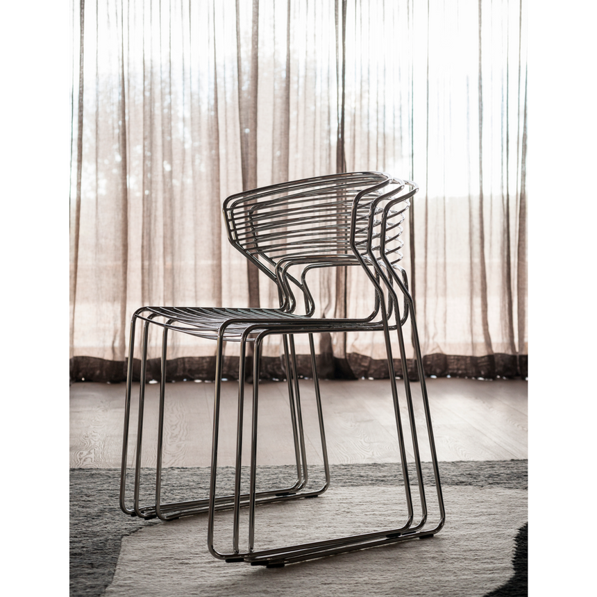 Wire Curved Back Accent Chair | Desalto Koki | Italianfurniture.com
