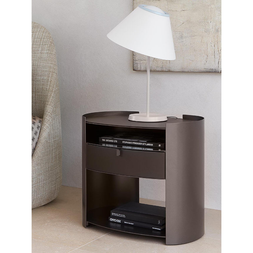 Raised-Edge Metal Nightstand | Flou Lotus | Italianfurniture.com