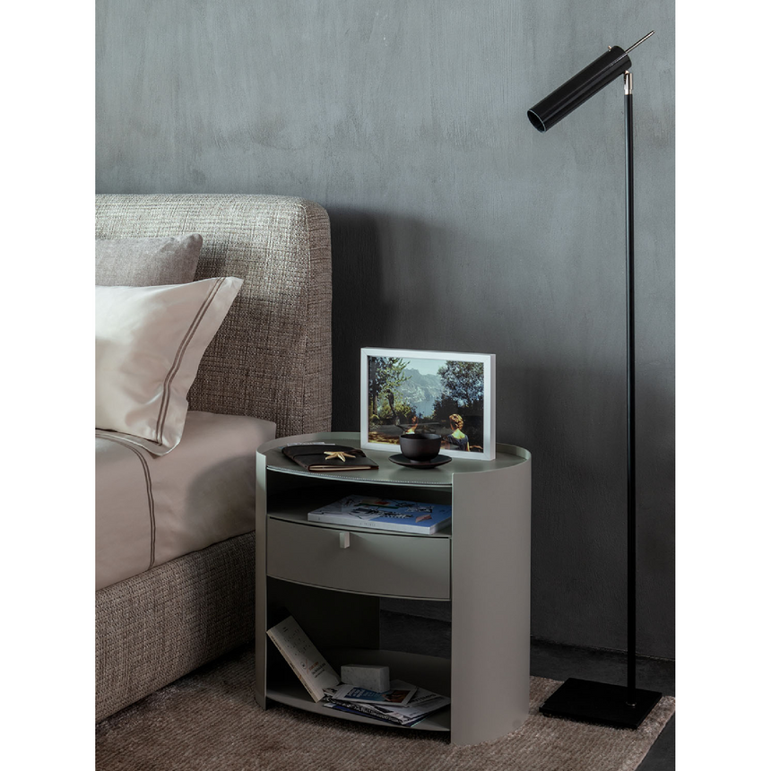 Raised-Edge Metal Nightstand | Flou Lotus | Italianfurniture.com