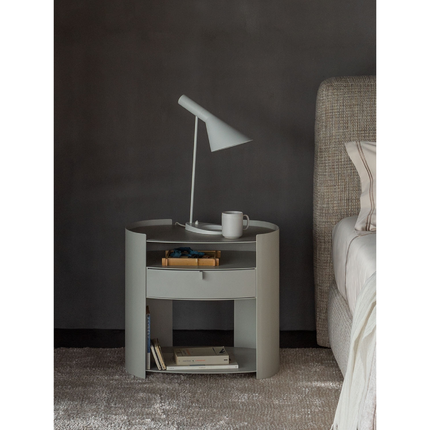 Raised-Edge Metal Nightstand | Flou Lotus | Italianfurniture.com