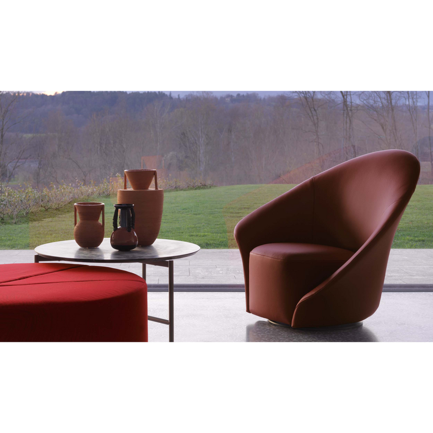 Flared Back Swivel Armchair | Flou Lilia | Italianfurniture.com