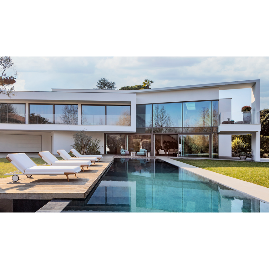 Iroko Wood Sun Lounger | Flou Gaudi | Italianfurniture.com